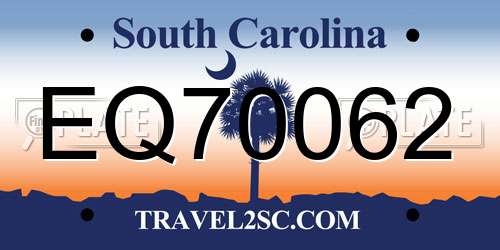 EQ70062 South Carolina License Plate