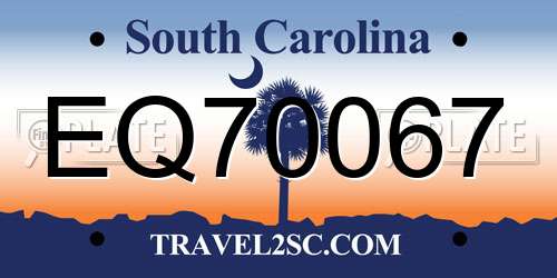 EQ70067 South Carolina License Plate