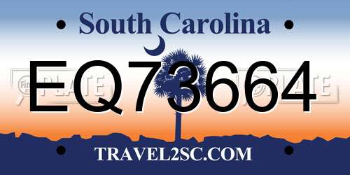EQ73664 South Carolina License Plate