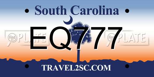 EQ777 South Carolina License Plate