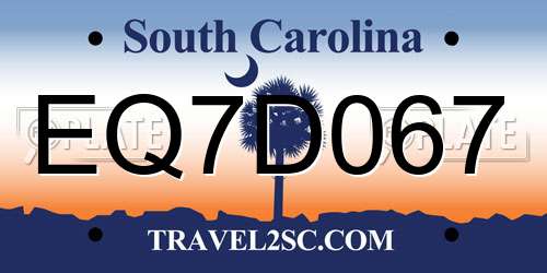 EQ7D067 South Carolina License Plate