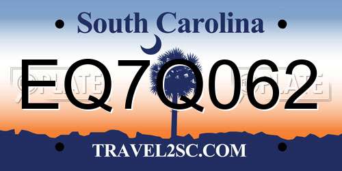 EQ7Q062 South Carolina License Plate