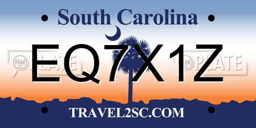 EQ7X1Z South Carolina License Plate
