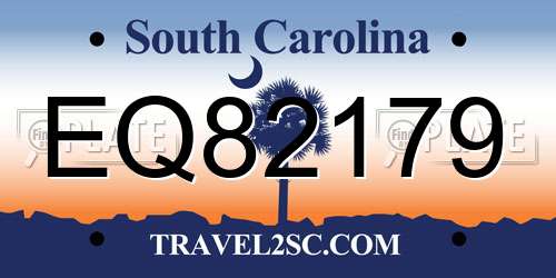 EQ82179 South Carolina License Plate