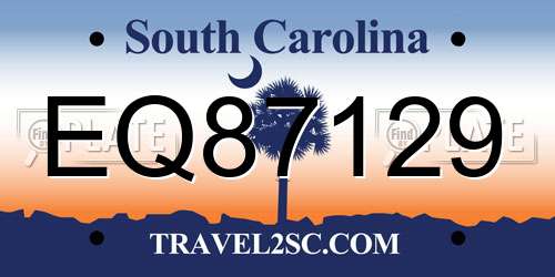 EQ87129 South Carolina License Plate