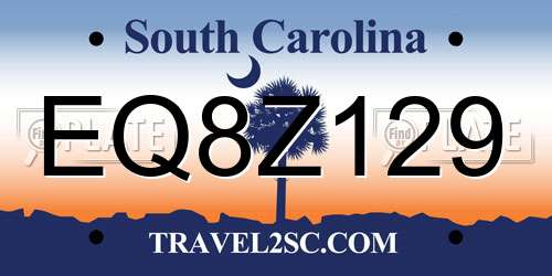 EQ8Z129 South Carolina License Plate