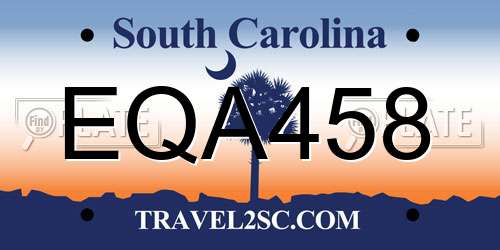 EQA458 South Carolina License Plate