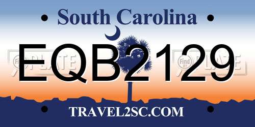 EQB2129 South Carolina License Plate