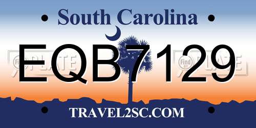 EQB7129 South Carolina License Plate