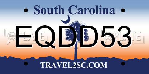 EQDD53 South Carolina License Plate