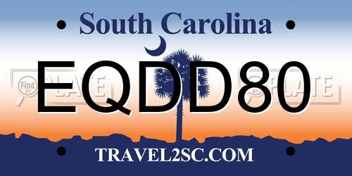 EQDD80 South Carolina License Plate