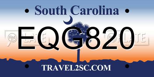EQG820 South Carolina License Plate
