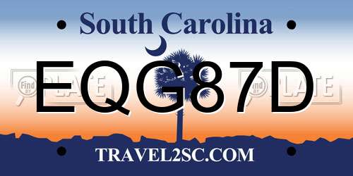 EQG87D South Carolina License Plate