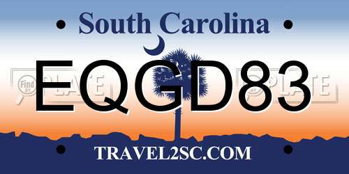 EQGD83 South Carolina License Plate