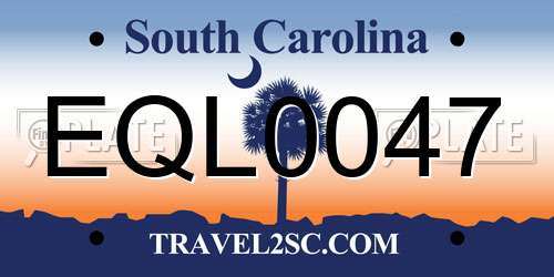 EQL0047 South Carolina License Plate