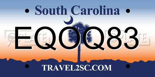 EQOQ83 South Carolina License Plate