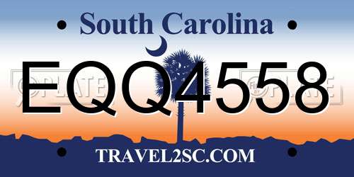EQQ4558 South Carolina License Plate