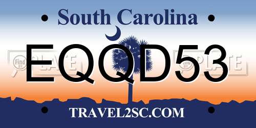 EQQD53 South Carolina License Plate