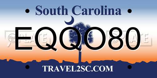 EQQO80 South Carolina License Plate