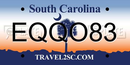 EQQO83 South Carolina License Plate