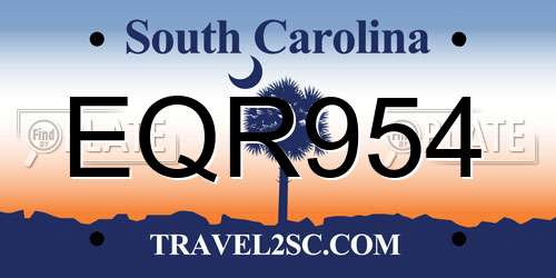 EQR954 South Carolina License Plate