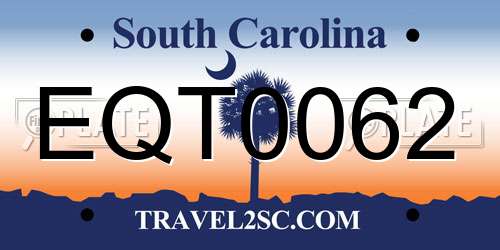 EQT0062 South Carolina License Plate