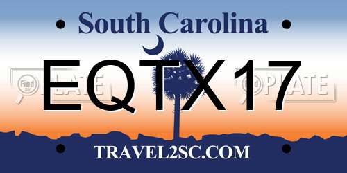 EQTX17 South Carolina License Plate
