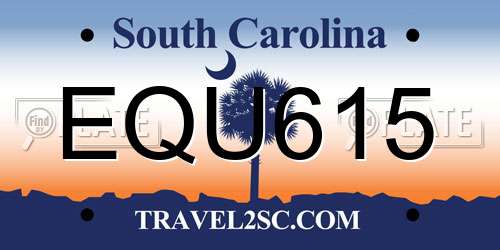 EQU615 South Carolina License Plate