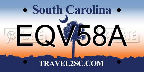 EQV58A South Carolina License Plate