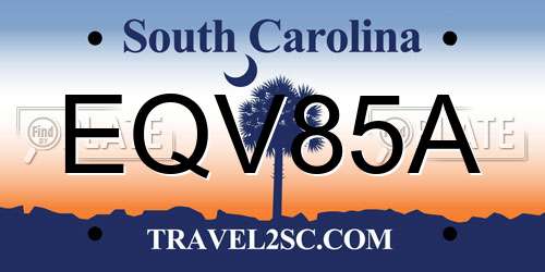 EQV85A South Carolina License Plate