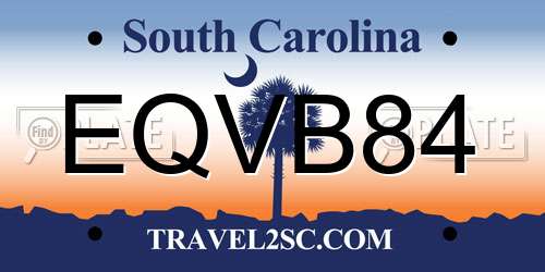 EQVB84 South Carolina License Plate