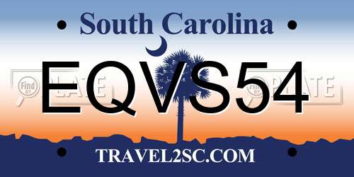 EQVS54 South Carolina License Plate
