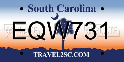 EQW731 South Carolina License Plate