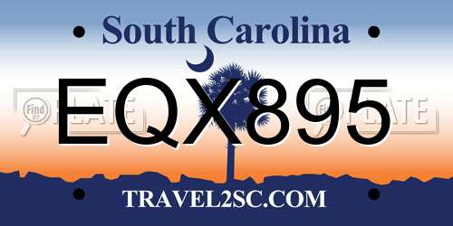 EQX895 South Carolina License Plate