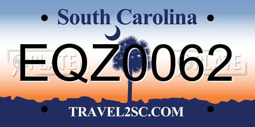 EQZ0062 South Carolina License Plate