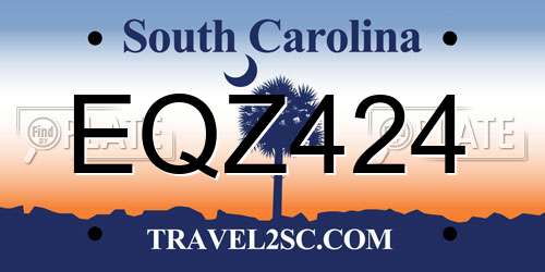 EQZ424 South Carolina License Plate