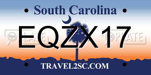 EQZX17 South Carolina License Plate