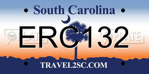 ERC132 South Carolina License Plate