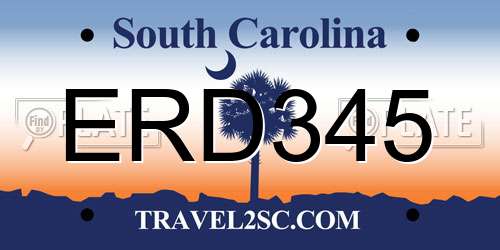 ERD345 South Carolina License Plate