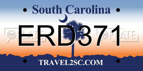 ERD371 South Carolina License Plate