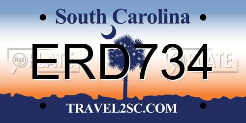 ERD734 South Carolina License Plate
