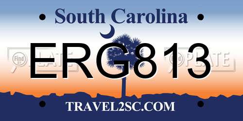 ERG813 South Carolina License Plate