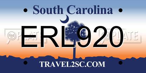 ERL920 South Carolina License Plate