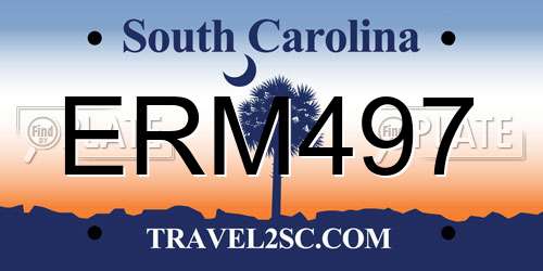 ERM497 South Carolina License Plate