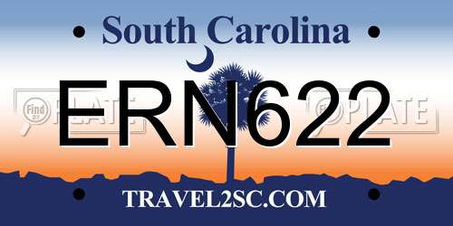 ERN622 South Carolina License Plate