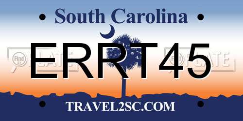 ERRT45 South Carolina License Plate
