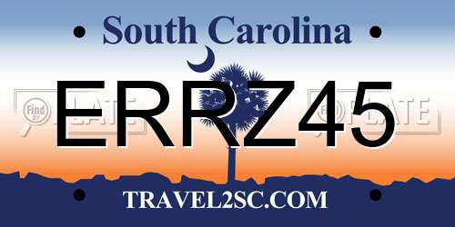 ERRZ45 South Carolina License Plate