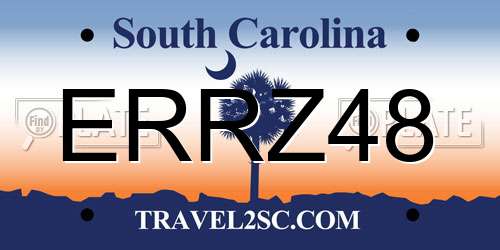 ERRZ48 South Carolina License Plate