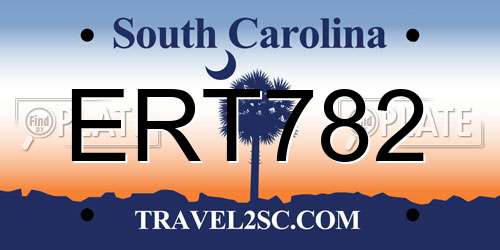 ERT782 South Carolina License Plate