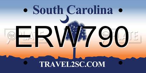 ERW790 South Carolina License Plate